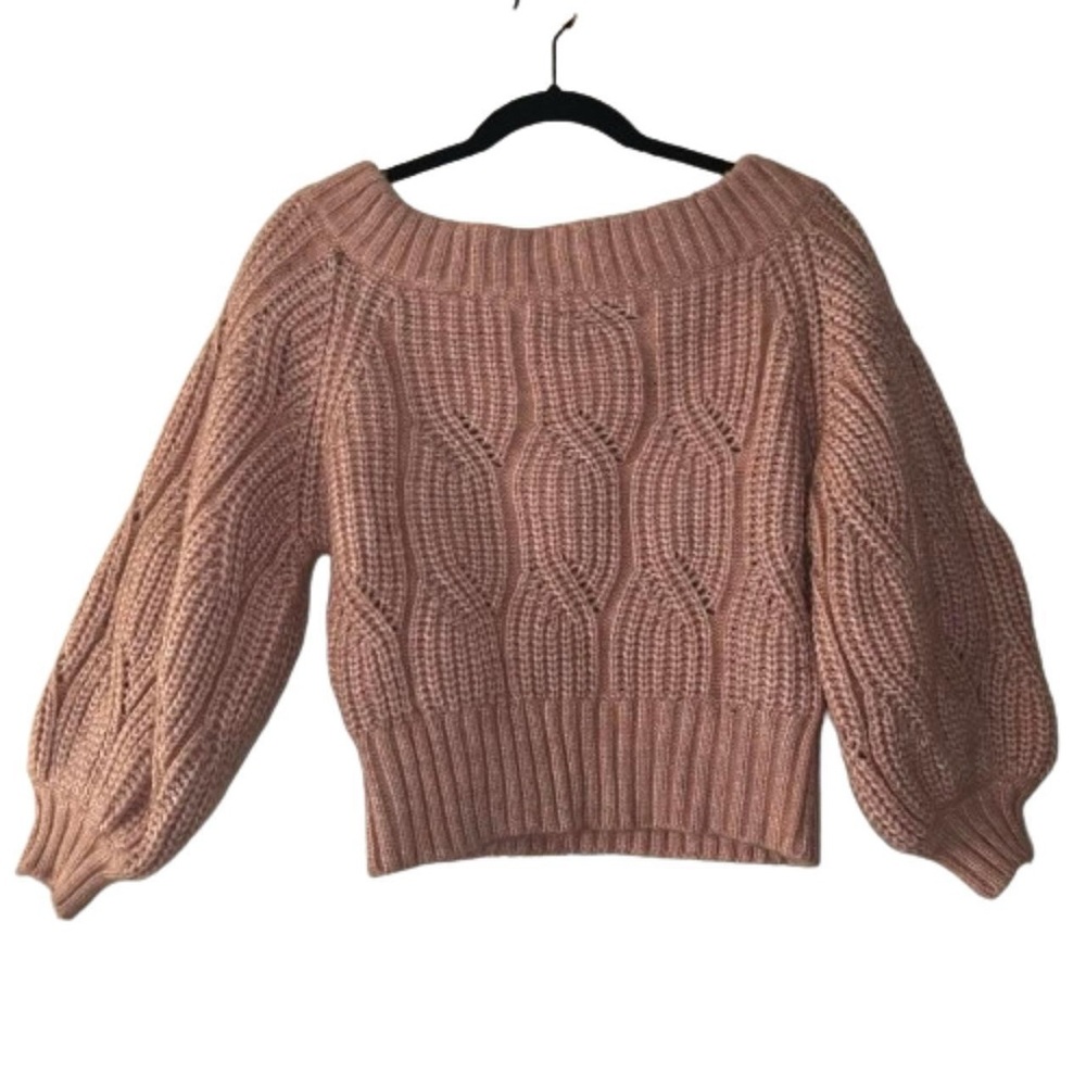 Lulu's Blush Off-the-Shoulder Sweater